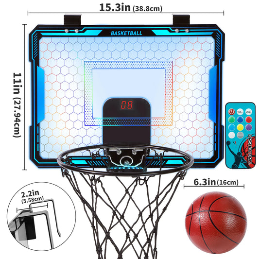Aro de baloncesto para interior de casa con control remoto.