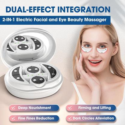 Masajeador de ojos facial con microcorrientes de luz roja.