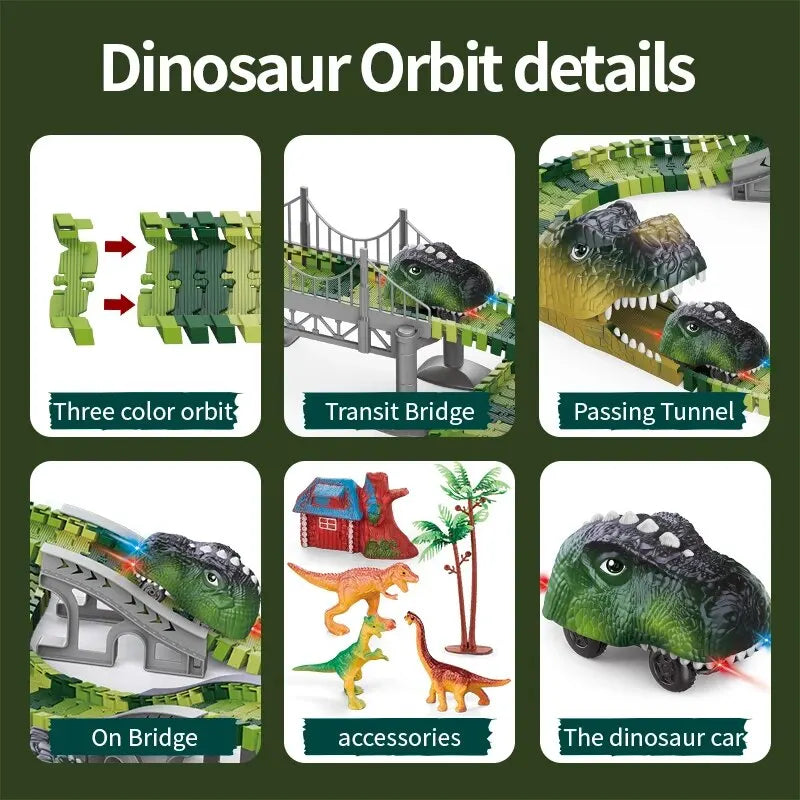 Pista eléctrica de dinosaurios para niños